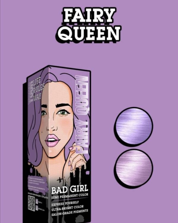 رنگ مو فانتزی یاسی بدگرل مدل فیری کوئین Bad Girl Semi Permanent Color Fairy Queen 150ml