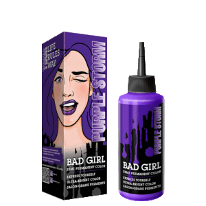 رنگ مو فانتزی بنفش تیره بدگرل مدل پرپل استورم Bad Girl Semi Permanent Color Purple Storm 150ml