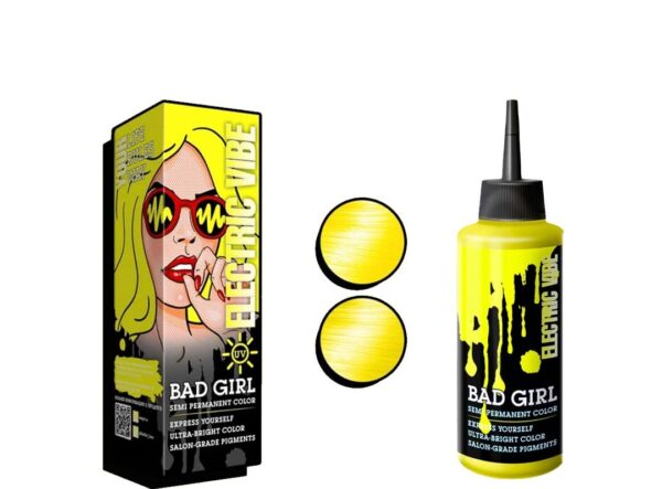 رنگ مو فانتزی زرد نئونی بدگرل مدل الکتریک وایب Bad Girl Semi Permanent Color Electric Vibe 150ml