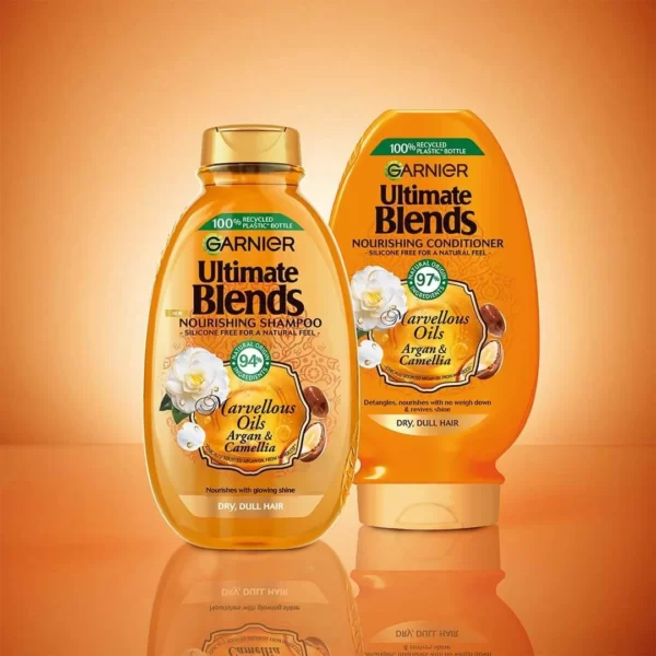 شامپو موهای خشک و کدر گارنیر روغن آرگان و کاملیا Garnier Fructis Ultimate Blends Argan And Camellia For Dry,Dull Hair Shampoo 400ml