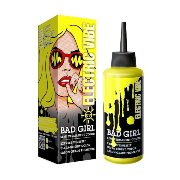 رنگ مو فانتزی زرد نئونی بدگرل مدل الکتریک وایب Bad Girl Semi Permanent Color Electric Vibe 150ml