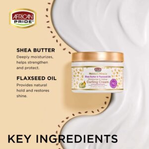 کرم حالت دهنده فر افریکن پراید مدل شی باتر و بذرکتان African Pride MOISTURE MIRACLE SHEA BUTTER & FLAXSEED OIL CURLING CREAM 340ml