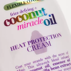 کرم محافظ حرارت و ضدوز او جی ایکس وانیل و روغن نارگیل OGX Frizz-Defying+ Coconut Miracle Oil Heat Protection Cream 177ml