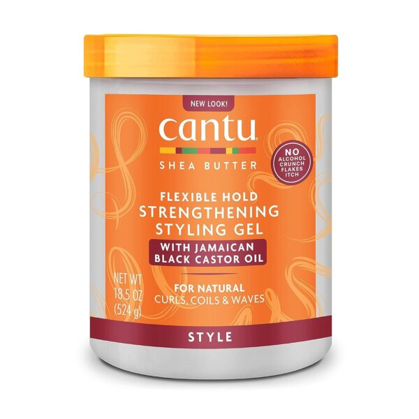 ژل استایل و تقویت کننده موی فر کنتو مدل روغن کرچک سیاه Cantu Shea Butter Hair Strengthening Styling Gel with Jamaican Black Caster Oil 524g