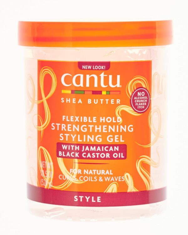 ژل استایل و تقویت کننده موی فر کنتو مدل روغن کرچک سیاه Cantu Shea Butter Hair Strengthening Styling Gel with Jamaican Black Caster Oil 524g