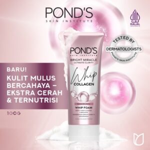 شوینده صورت کلاژن جوانساز پوندز PONDS Bright Miracle Ultimate Clarity Whip Collagen Whip Foam 100g