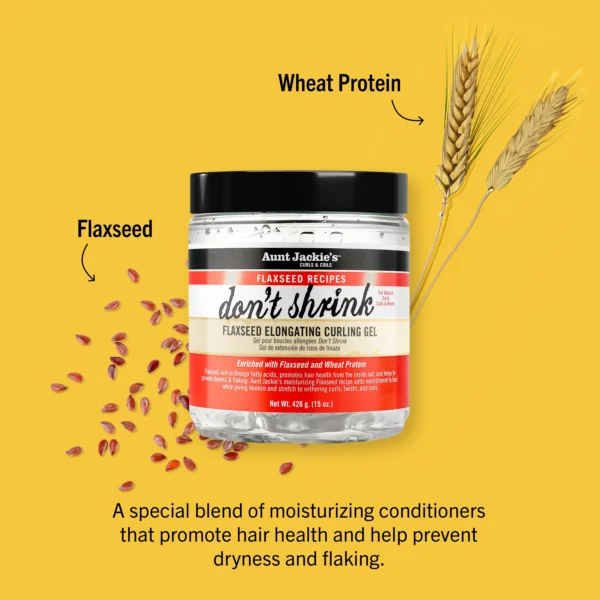 ژل موی فر بذر کتان آنت جکیز Aunt Jackie's Don't Shrink Flaxseed Elongating Curling Gel 426g