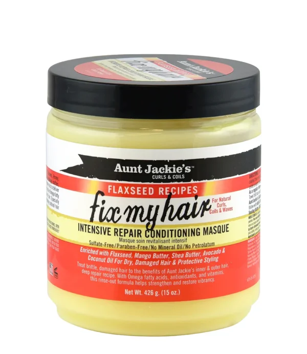 ماسک ترمیم‌کننده عمیق موی فر بذرکتان برند آنت جکیز Aunt Jackie’s Fix My Hair Intensive Repair Conditioning Masque 436ml