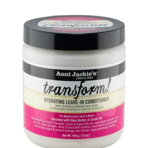 آبرسان و تقویت‌کننده موی فر شی باتر و کرچک برند آنت جکیز Aunt Jackie’s Transform! Hydrating Leave-in Conditioner 436ml