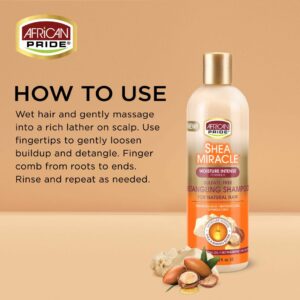 شامپو شی باتر بدون سولفات گره بازکن موهای فر افریکن پراید ساخت آمریکا African Pride Shea Butter Sulfate-Free Detangling Shampoo for Curly Hair 355ml