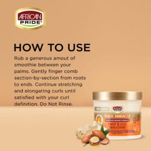 کرم استایل و آبرسان شی باتر موی فر افریکن پراید ساخت آمریکا African Pride Shea Miracle Twist & Loc Smoothie Styling & Moisturizing Cream for Curly Hair 340gr