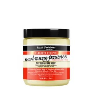 کرم استایل بذر کتان موی فر آنت جکیز – Aunt Jackie's Curls & Coils Curl Mane-Tenance Anti-Poof Defining Curl Whip (ساخت آمریکا)