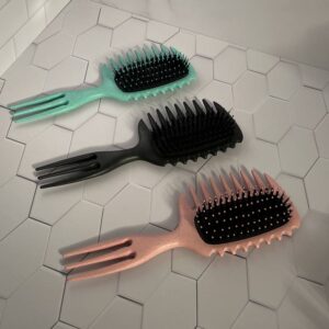 برس ۳ کاره استایل و شانه موی فر (بونس کرل + شانه دندانه درشت + شانه پیک) 3in 1 Curly Hair Styling & Detangling Brush