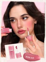 رژگونه و رژ لب ۲ در ۱ مخملی شیگلم رنگ آن ایر (SHEGLAM Air Plush Lip & Cheek Cream (027 On Air