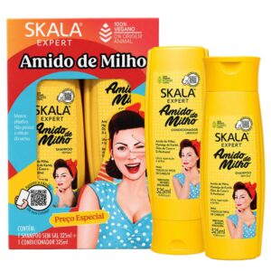پک آبرسان شامپو سولفات‌دار و نرم‌کننده نشاسته ذرت موی فر اسکالا Skala Amido de Milho Shampoo & Conditioner Pack